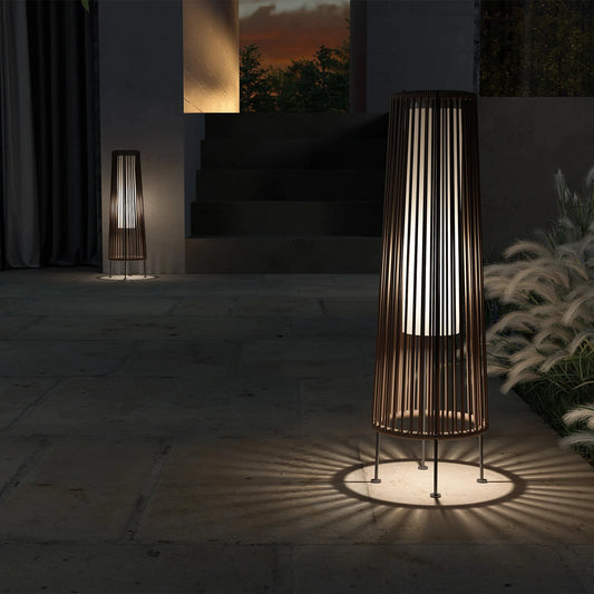 2-Piece Wicker Solar Patio Lamp