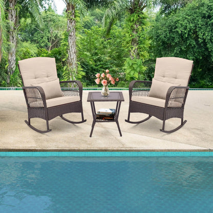 Patio Rocker Set with Double-Layer Table
