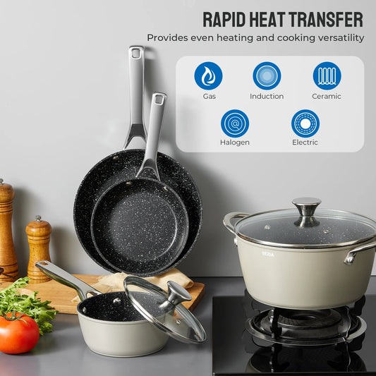 Induction Cookware Set, Nonstick, 10-Piece