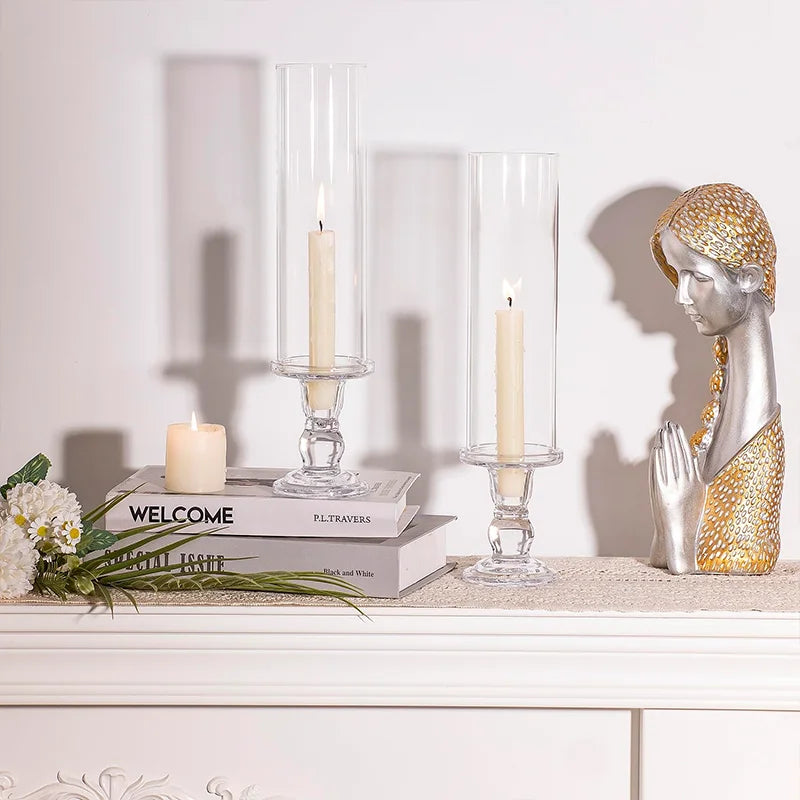 Clear Glass Hurricane Candle Holders
