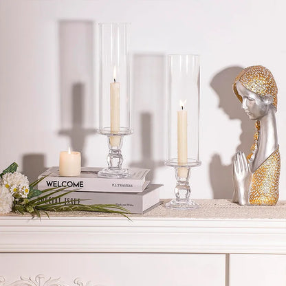 Clear Glass Hurricane Candle Holders