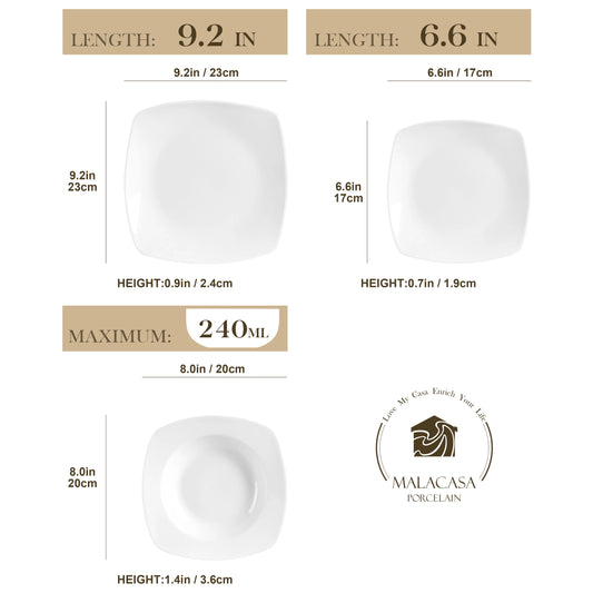 White Porcelain Dinner Set, Serves 12