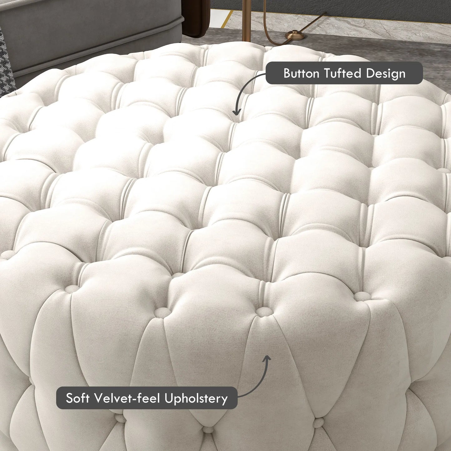 Button Tufted Ottoman