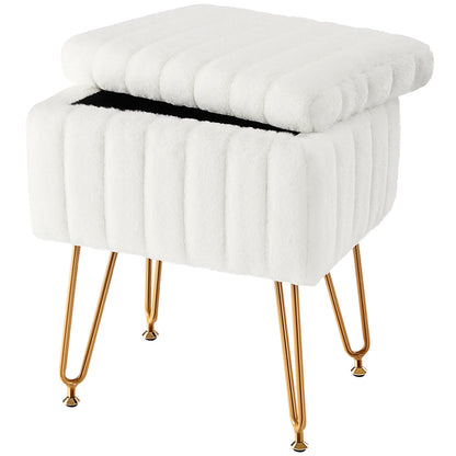 Faux Fur Hidden Storage Stool