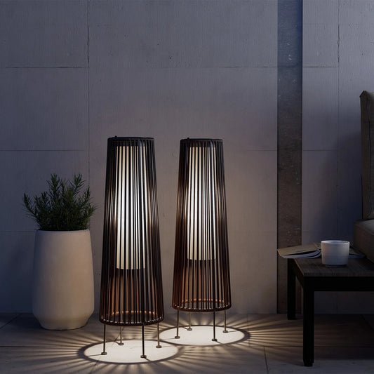2-Piece Wicker Solar Patio Lamp