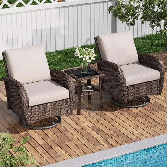 Swivel Chair Wicker Ratan Patio Furniture Set