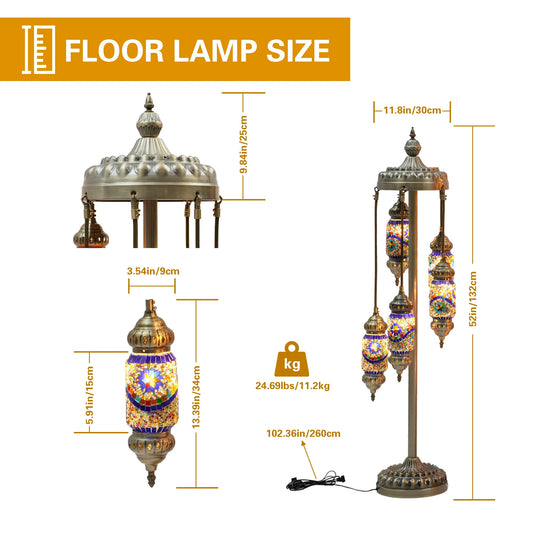 Handmade Turkish Mosaic Floor Lamp