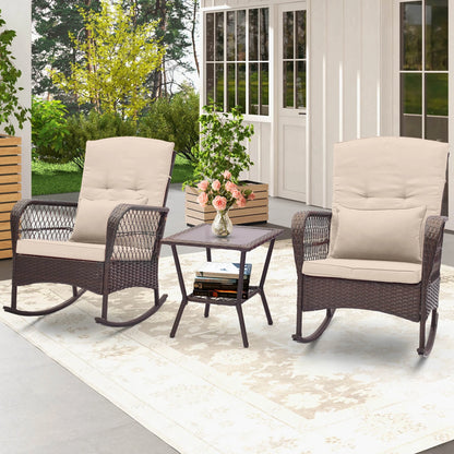 Patio Rocker Set with Double-Layer Table