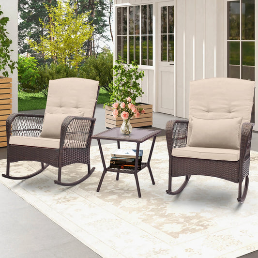 Patio Rocker Set with Double-Layer Table