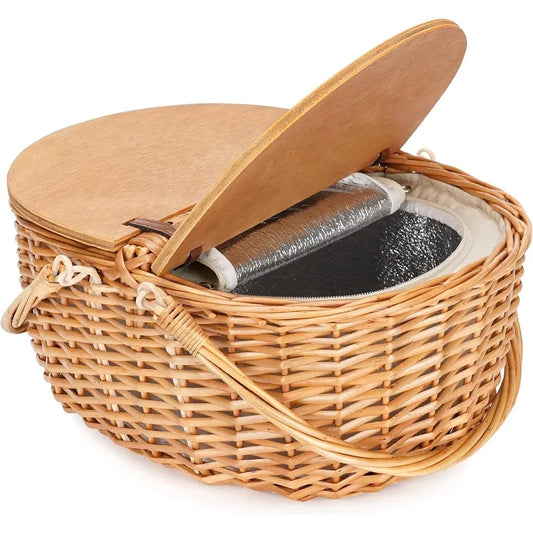 Wicker Picnic Basket with Cooler