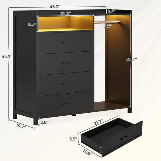 Chest of 4 Drawers with LED Lights