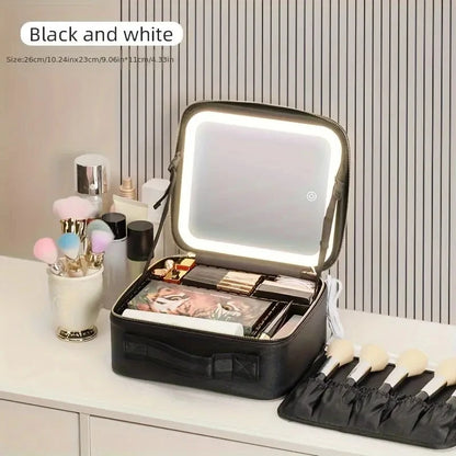 Travel Cosmetic Bag with Lighted Mirror