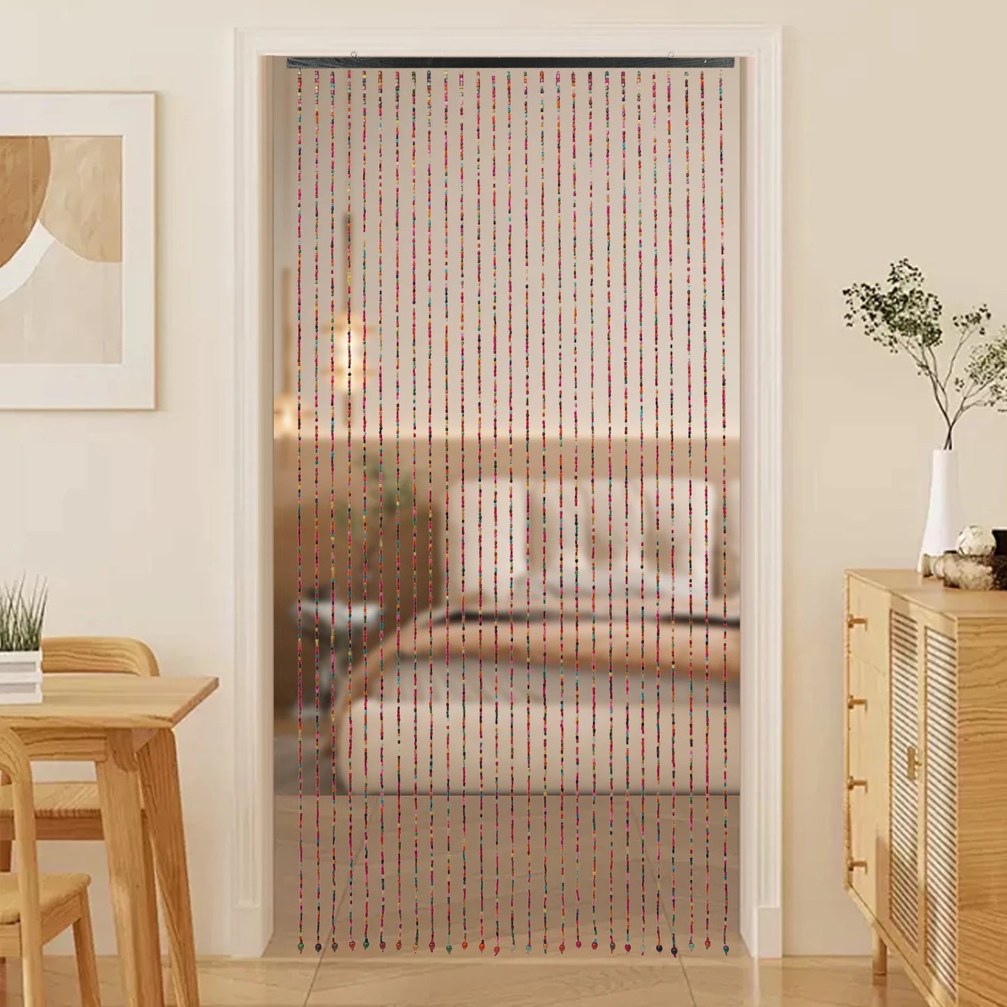 Bamboo Wood Beaded Doorway Curtain