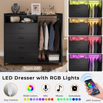 Chest of 4 Drawers with LED Lights
