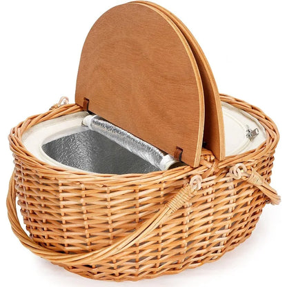 Wicker Picnic Basket with Cooler