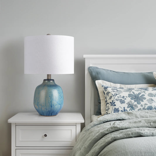 Handcrafted Teal Accent Table Lamp