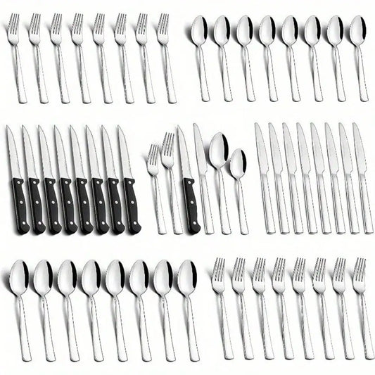 Stainless Steel Flatware, Dishwasher Safe, Serves 8